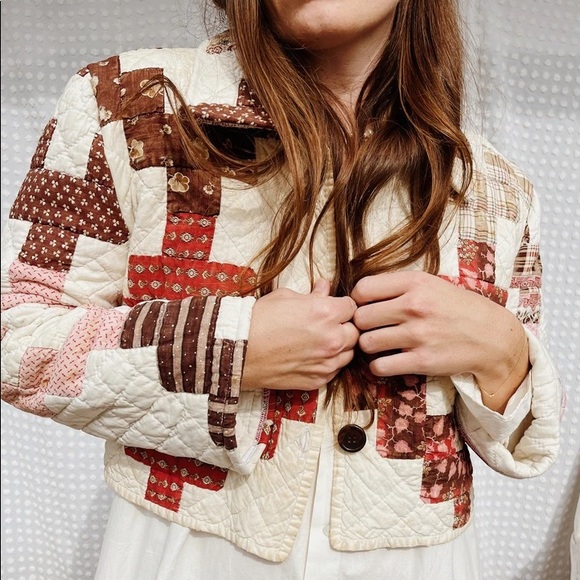 THE LUDLOW SHOP brand new rare 1800s friendship quilt crop coat small medium S/M - Picture 3 of 15